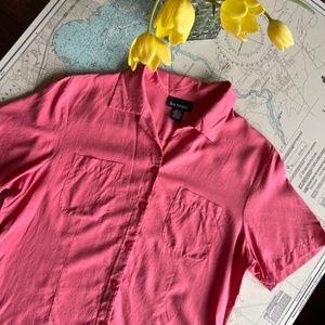 Vintage 90s Pink Silk Bay Studio Button Up Tee